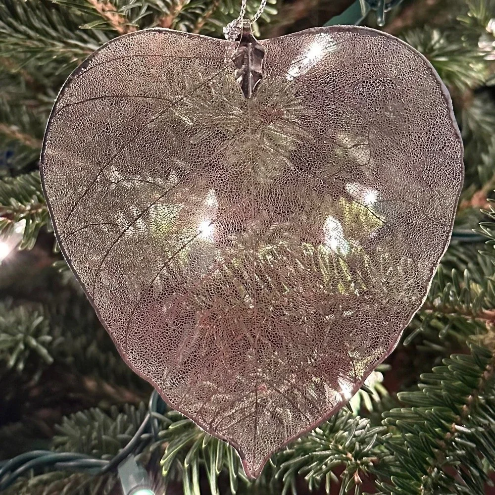 Silver Plated Aspen Leaf‎ Ornament Delicate Nature Inspired Skeleton Leaf